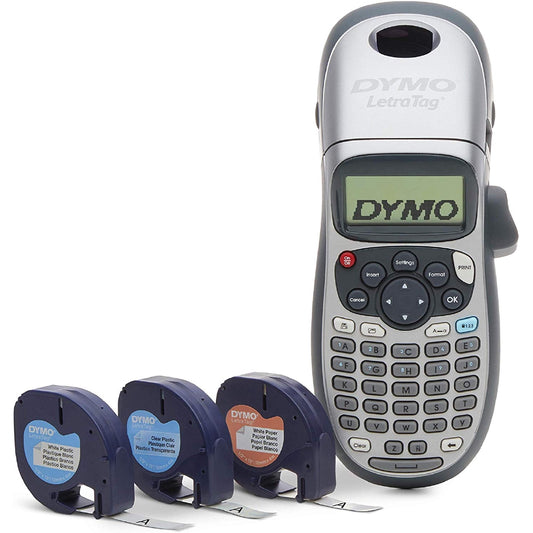 DYMO Label Maker LetraTag Plus, Handheld Label Maker with 3 Bonus Labeling Tapes