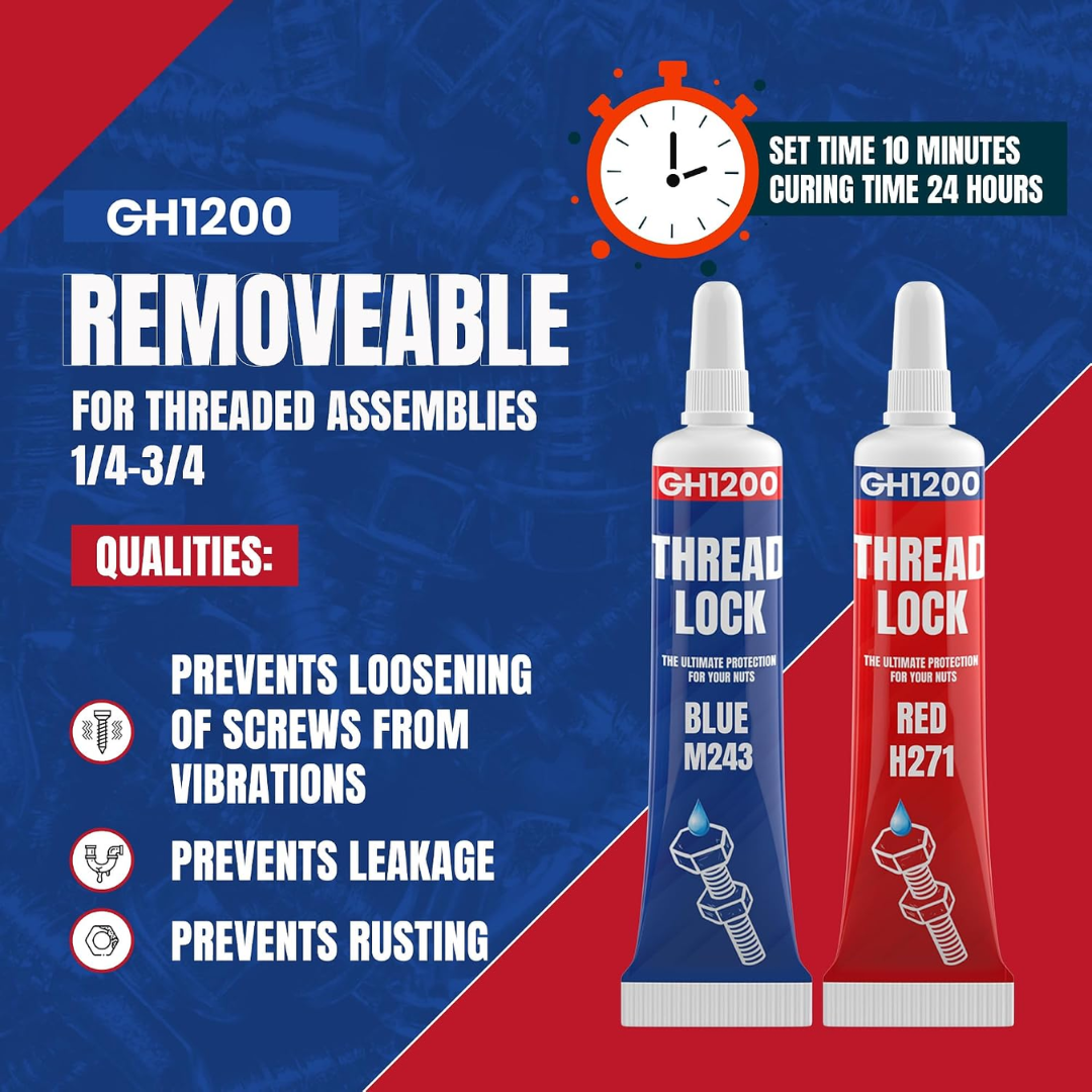 GH1200 Thread Locker M243 Removable / H271 Permanent, Pack of 2