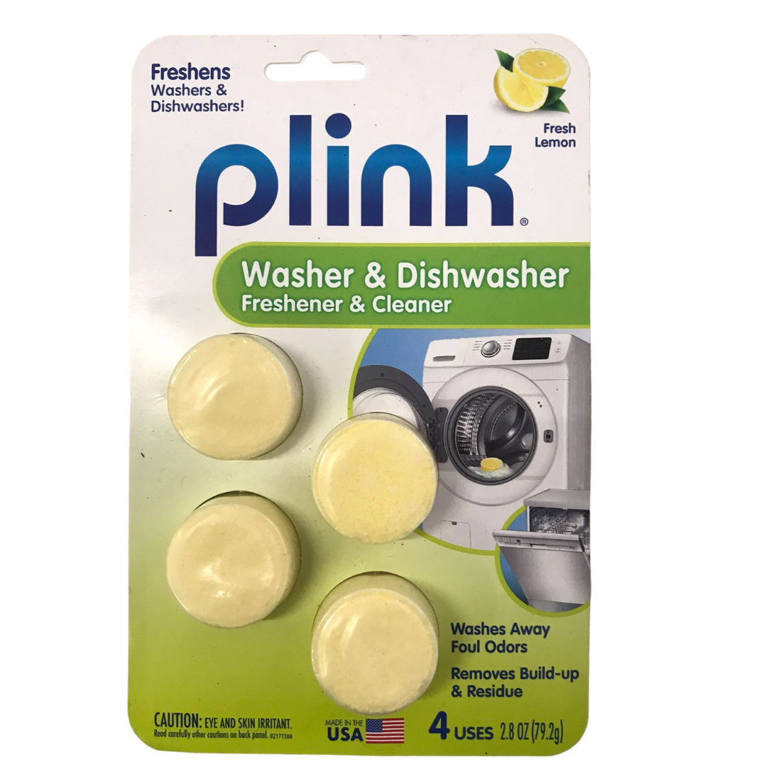 Plink Freshens Washes & Dishwashers Washes Away Foul Odors Fresh Lemon Scent 4 Uses 2.8 Oz (79.2g)