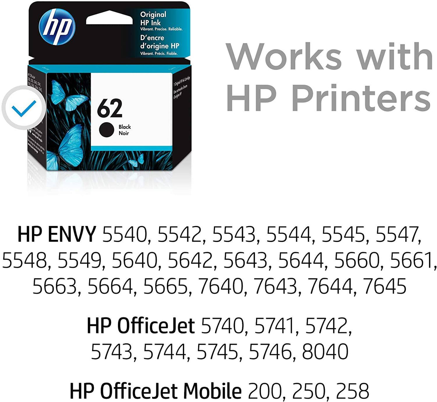 HP 62 Black Original Ink Cartridge - C2P04AN
