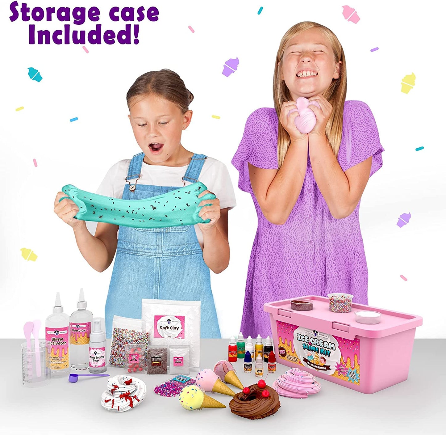 Original Stationery Ice Cream Slime Kit with Chocolate, Vanilla & Strawberry Scent (CLAY NOT INCLUDED)