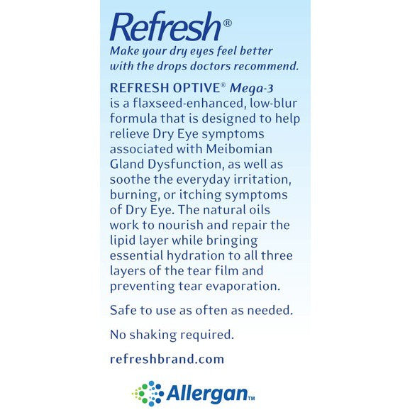 Refresh Optive Mega-3 Lubricant Eye Drops, 30 Single-Use Containers, 0.01 fl.oz / 0.4 ml each