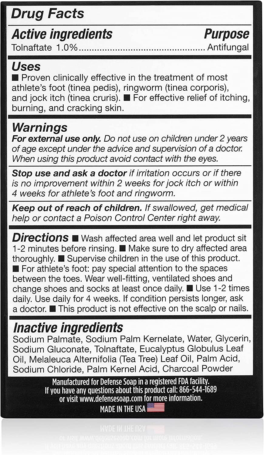 Defense Antifungal Medicated Bar Soap With Tea Tree & Eucalyptus Oils 4.2 Oz