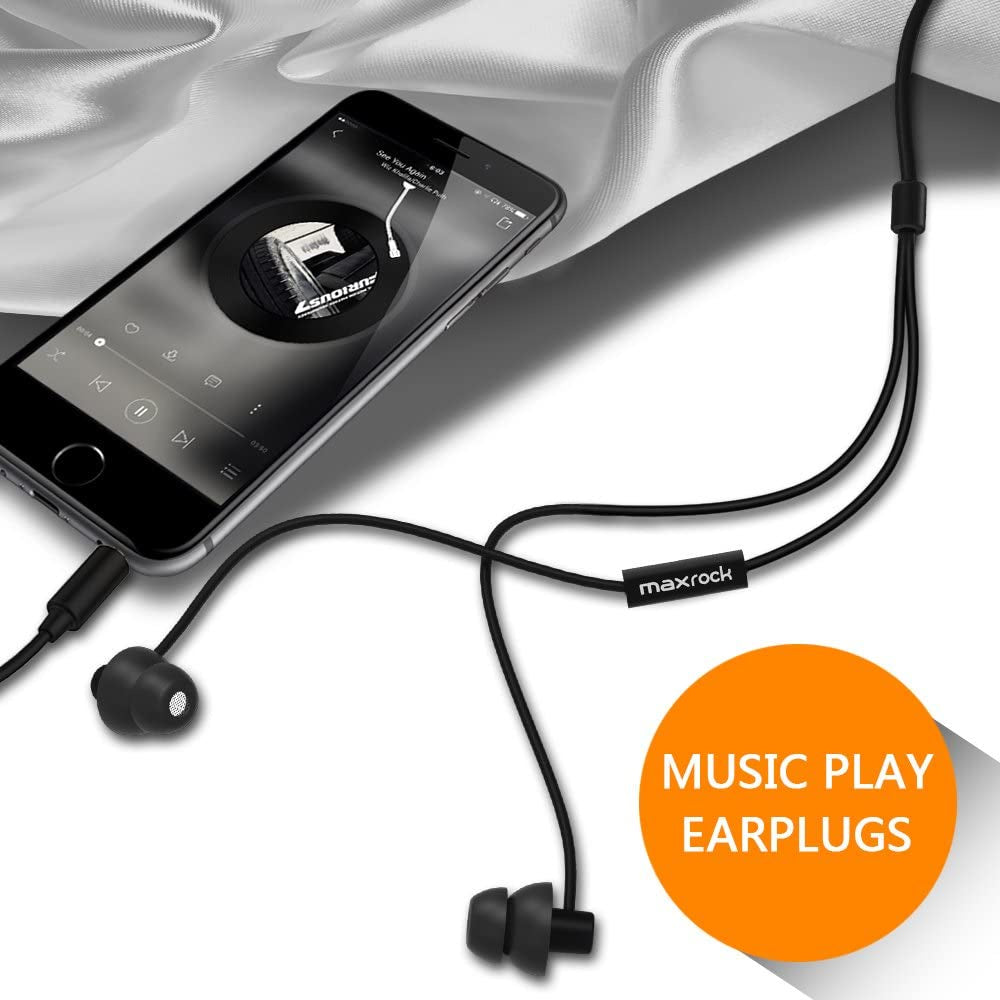 MAXROCK Sleep Earplugs - Noise Isolating with Unique Total Soft Silicone, Black