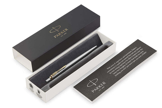 Parker Jotter Ballpoint Pen, Model#2020647, Stainless Steel with Chrome Trim, Medium Point, Black Ink, Gift Box