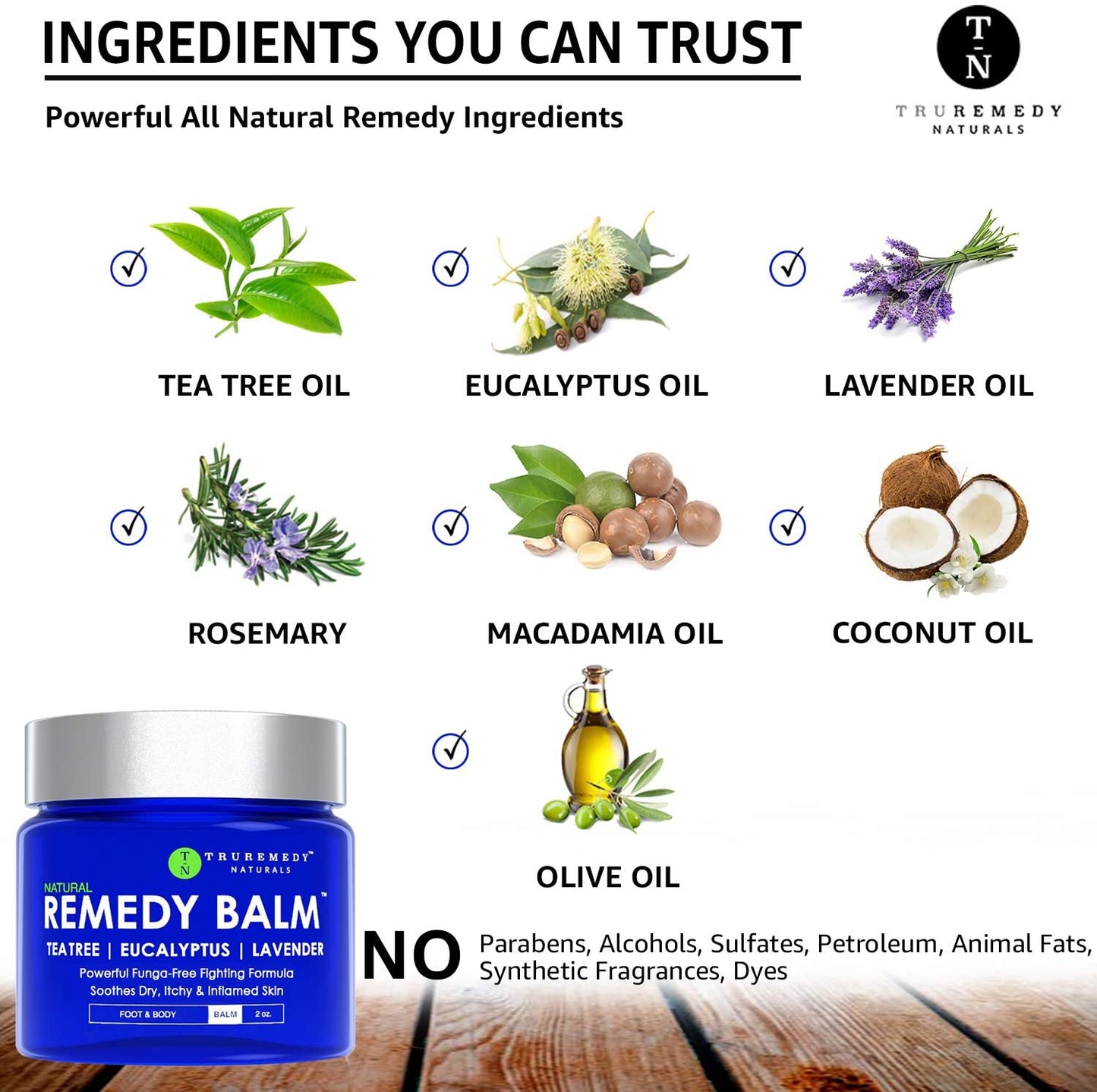 TruRemedy Naturals, Natural Remedy Foot & Body Balm with Tea Tree, Lavender & Eucalyptus, 2 oz.