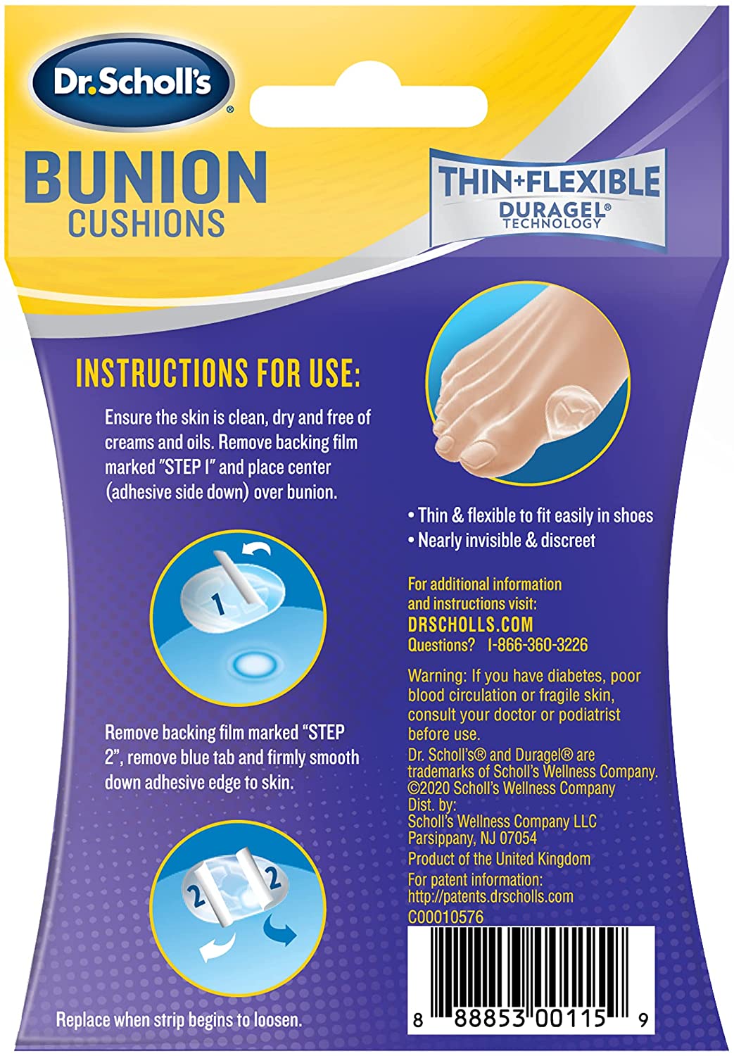 Dr. Scholl's Bunion Cushions with Duragel Technology, 5 Count