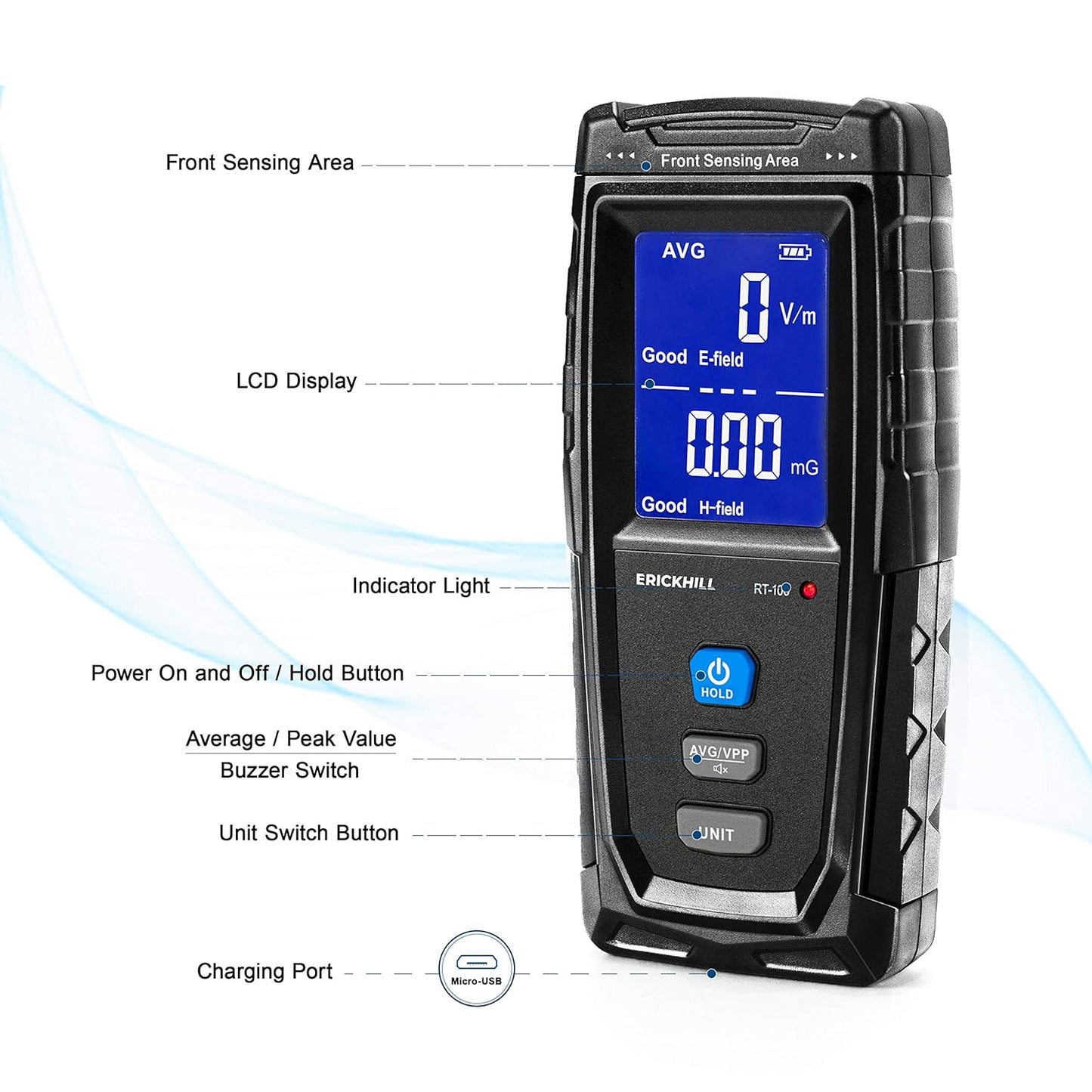 Erickhill EMF Tester Rechargeable Detector (Model: RT-100)