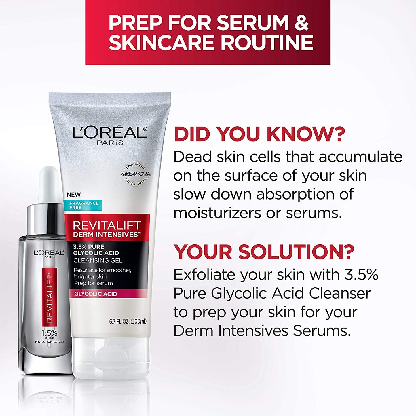 L'Oreal Paris Revitalift Derm Intensives 3.5% Pure Glycolic Acid Cleansing Gel, 6.7 fl.oz / 200ml