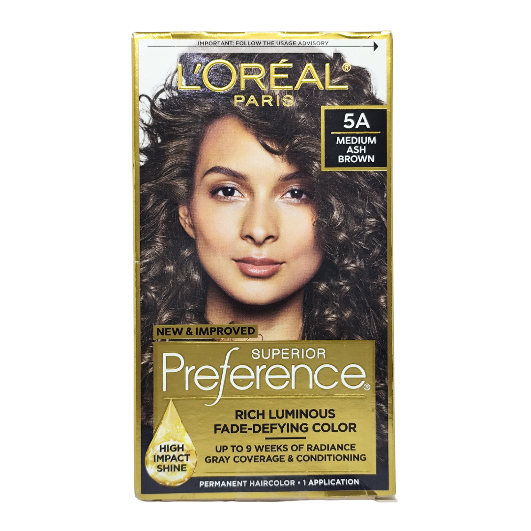 Loreal Paris Superior Preference Rich Luminous Fade-Defying Permanent Hair Color, 5A Medium Ash Brown