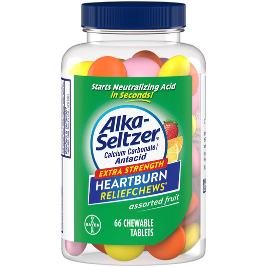 Alka - Seltzer Extra Strength Heartburn Relief Chews Assorted Fruit 66 Tablets