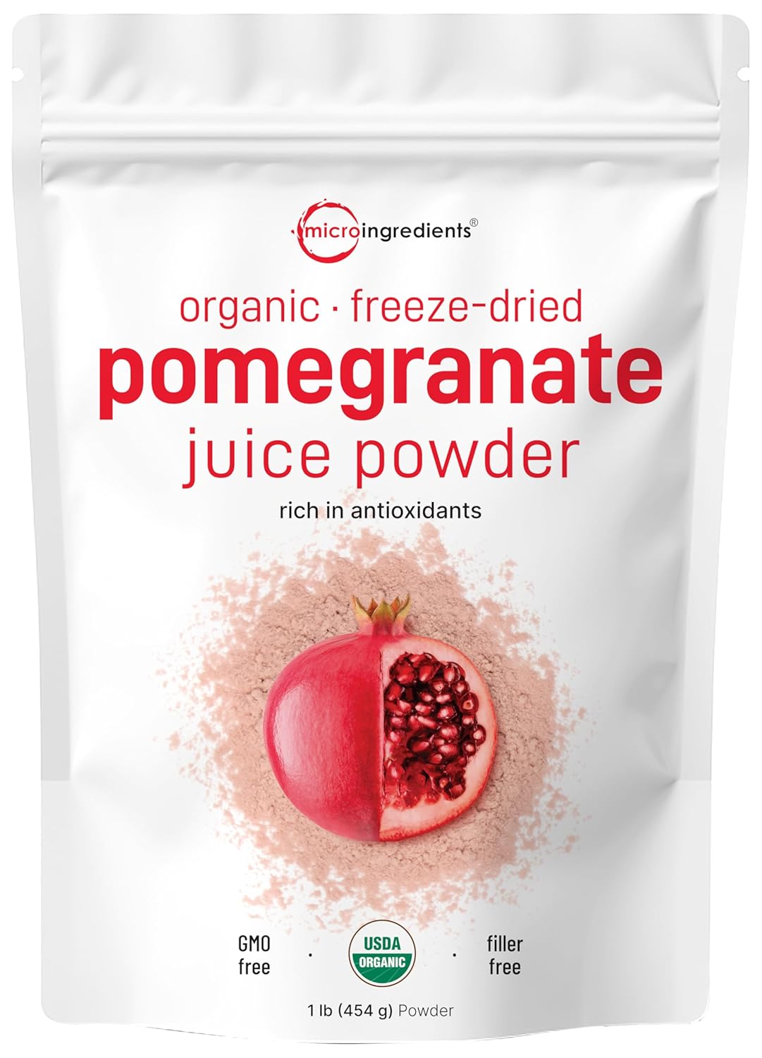 Microingredients Organic Freeze-Dried Pomegranate Juice Powder, 454 g / 1 lb.