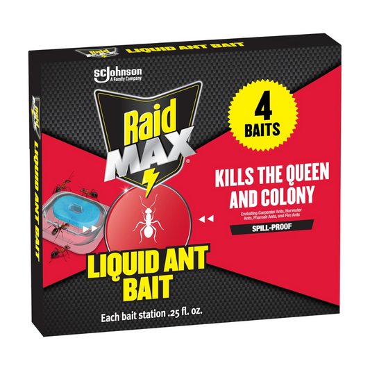 SCJohnson Raid Max Liquid Ant Bait, 4 Bait Stations of .25 fl oz