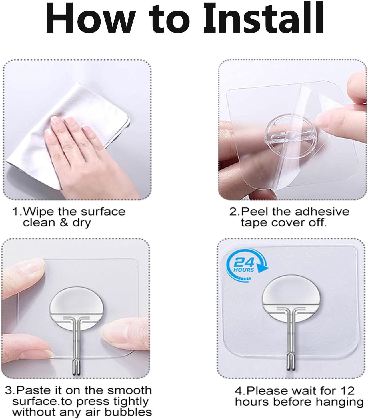 Gluit Adhesive Heavy Duty Wall Hooks 6 pcs