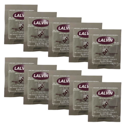 Lalvin ICV D-47 Wine Yeast, GMO & Gluten-Free, 0.176 oz. / 5g, Pack of 10 Sachets