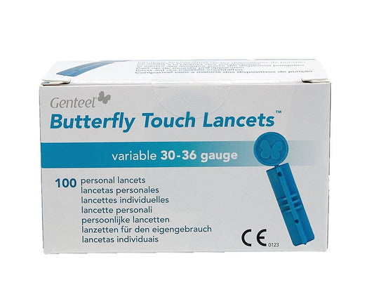 Genteel Butterfly Touch Lancets Variable 30-36 Gauge, 100 Single Use Sterile Lancets