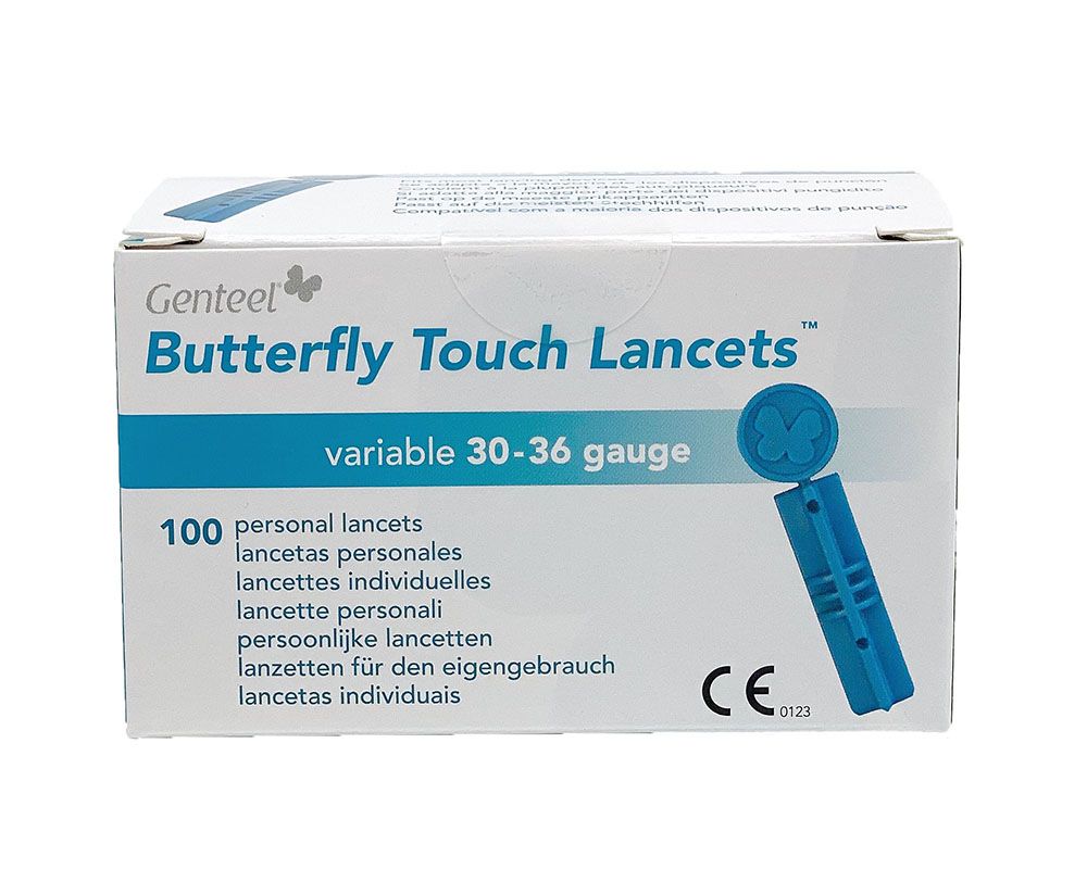 Genteel Butterfly Touch Lancets Variable 30-36 Gauge, 100 Single Use Sterile Lancets