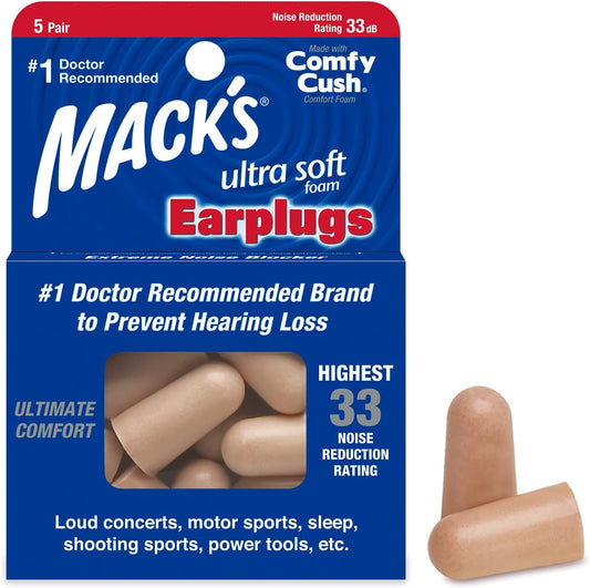 Mack's Ultra Soft Foam Earplugs 33db Noise Reduction (5 Pair)