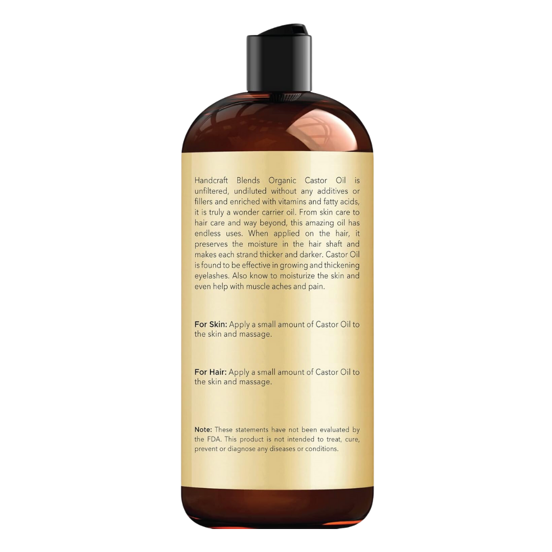 Handcraft Blends Organic Castor Oil USDA Organic 100% Pure & Natural 16 fl. oz. (473mL)