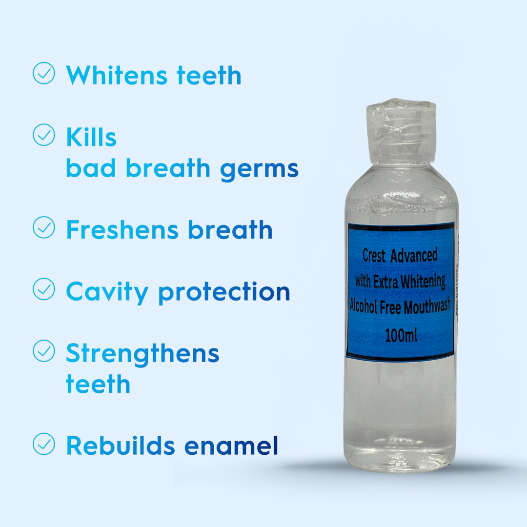 Trial Size Crest Pro-Health Advanced with Extra Whitening Alcohol Free Mouthwash, 100 ml