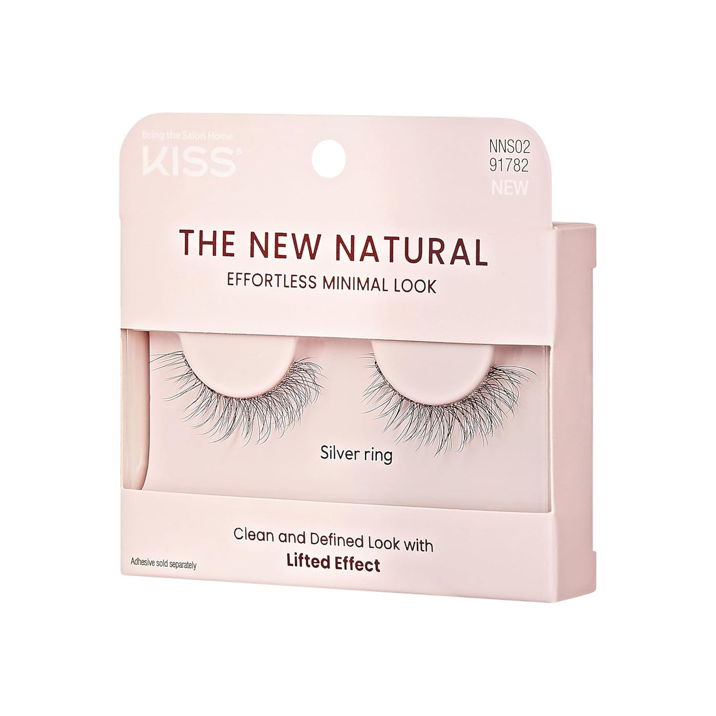 Kiss The New Natural False Eyelashes with Lifted Effect, Silver Ring, 91782