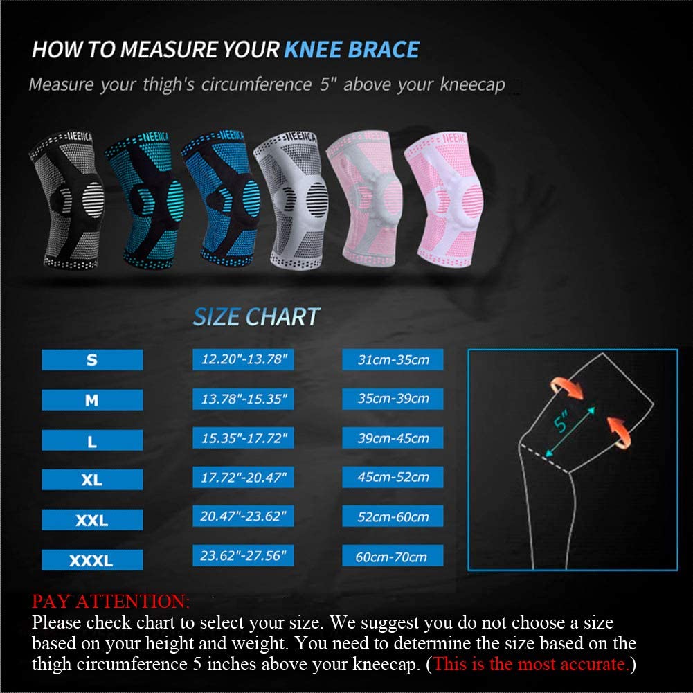 NEENCA Professional Knee Brace with Patella Gel Pads & Side Stabilizers for Running, Arthritis, Joint Relief, Large Black