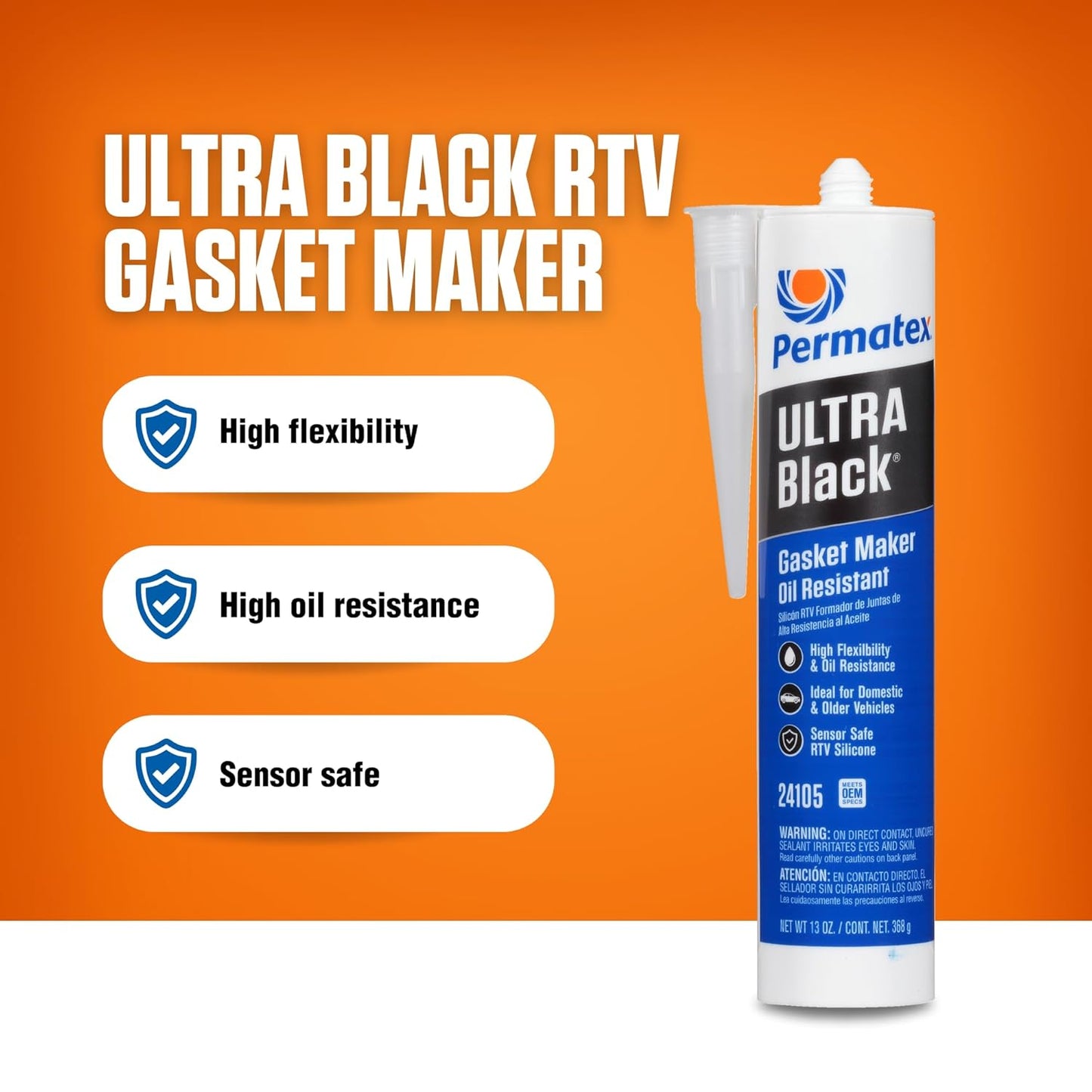 Permatex Ultra Black Gasket Maker Oil Resistant, 13 oz ( 24105 )
