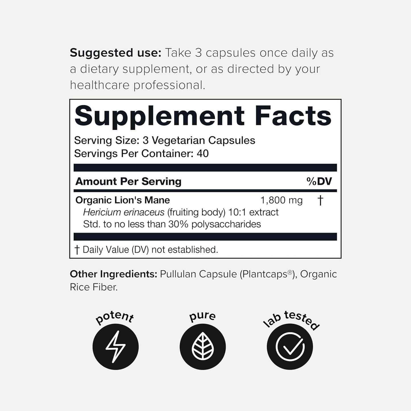 Toniiq Lion's Mane Ultra Concentrated Supplement 120 Capsules