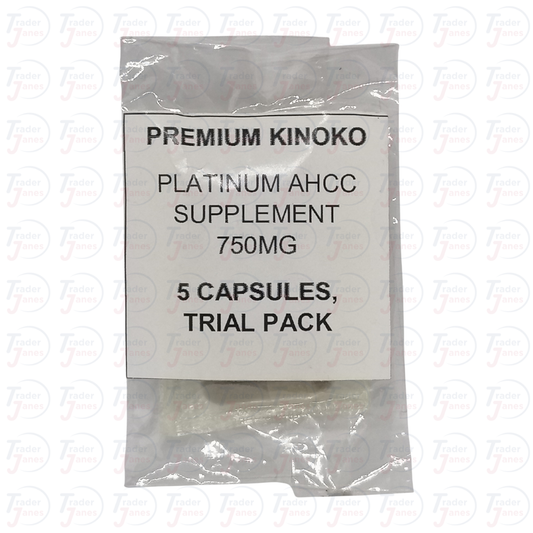 Trial Size Premium Kinoko Platinum AHCC Supplement 750 mg, 5 Capsules