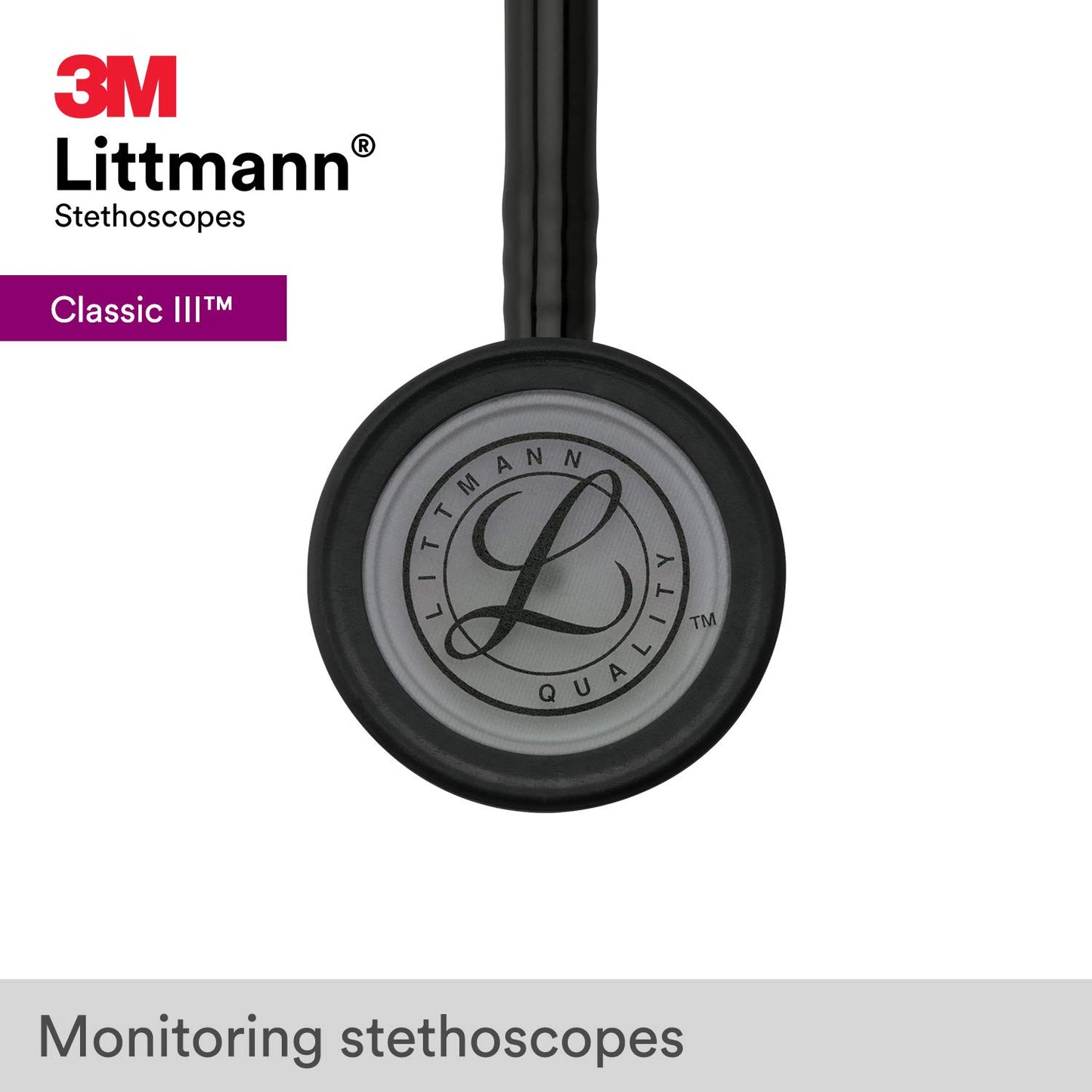 3M Littmann Classic III Monitoring Stethoscope, Smoke-Finish, Black Tube, 27 inch, 5811