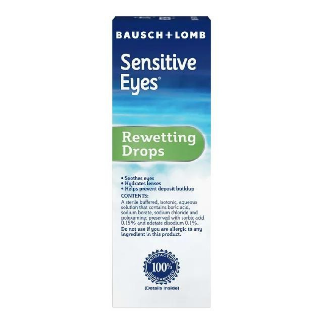 Bausch & Lomb Sensitive Eyes Rewetting Drops Hydrates Lenses, Soothes Eyes (1 fl oz / 30ml)