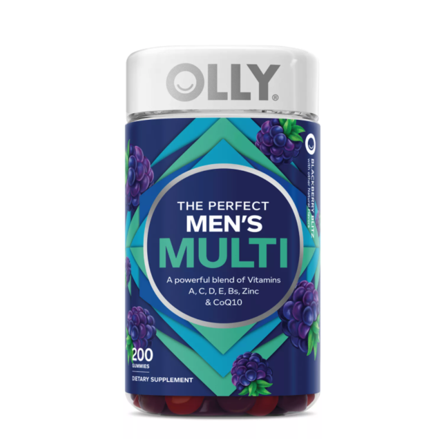 OLLY The Perfect Men's Multi, Multivitamins Gummies, Blackberry Blitz Flavor, 200 Count