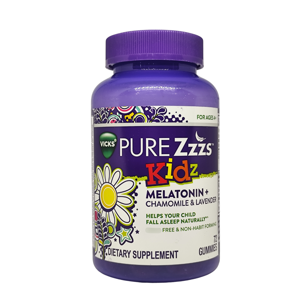 Vicks Pure Zzzs Kidz Melatonin + Chamomile & Lavender, 72 Gummies