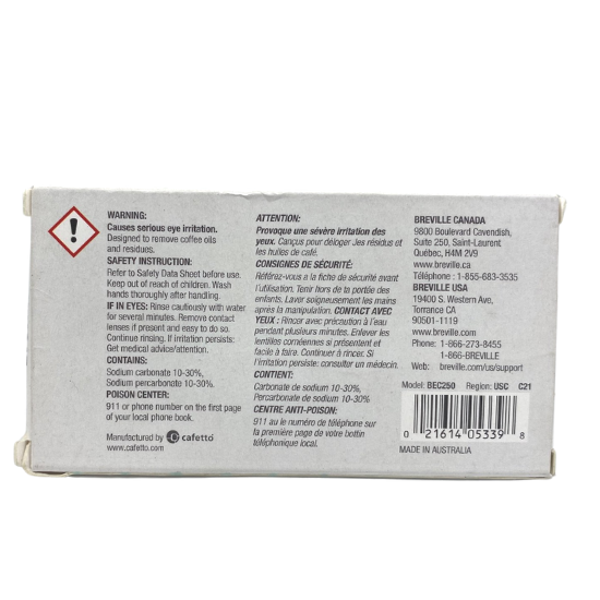 Breville BEC250 Espresso Cleaner Removes Oils And Residues 8 Tablets