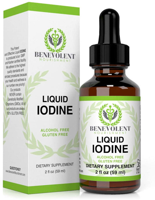 Benevolent Nourishment Liquid Iodine Potassium Drops - 1300 Servings | Large 2oz Bottle | Great Taste | 2X Absorption | Just One (1) Drop a Day for Fast, Potent Thyroid Support - Potassium Iodide. Alcohol and Gluten Free
