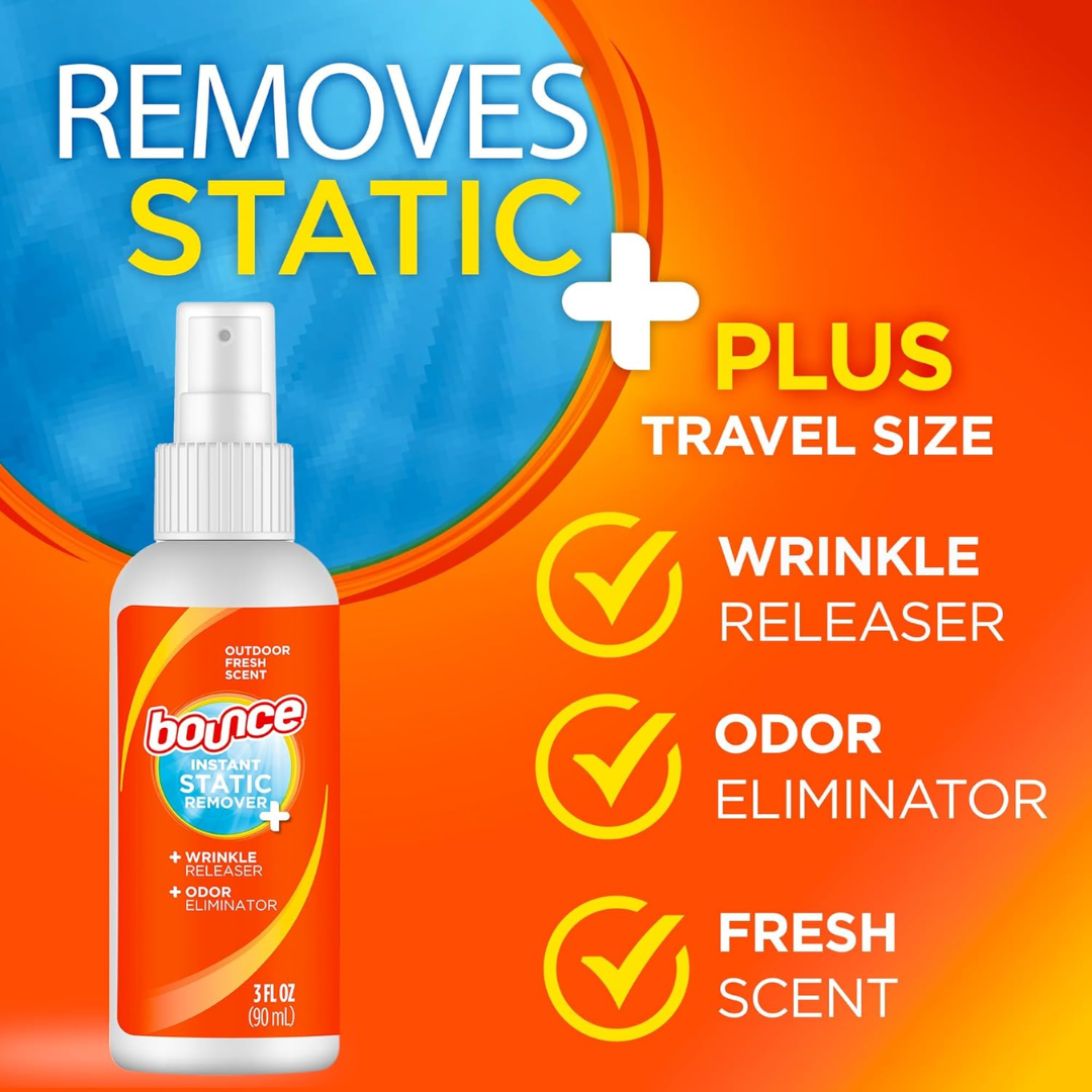 Bounce Instant Fabric Static Remover Outdoor Fresh Scent, 3 oz / 90 ml