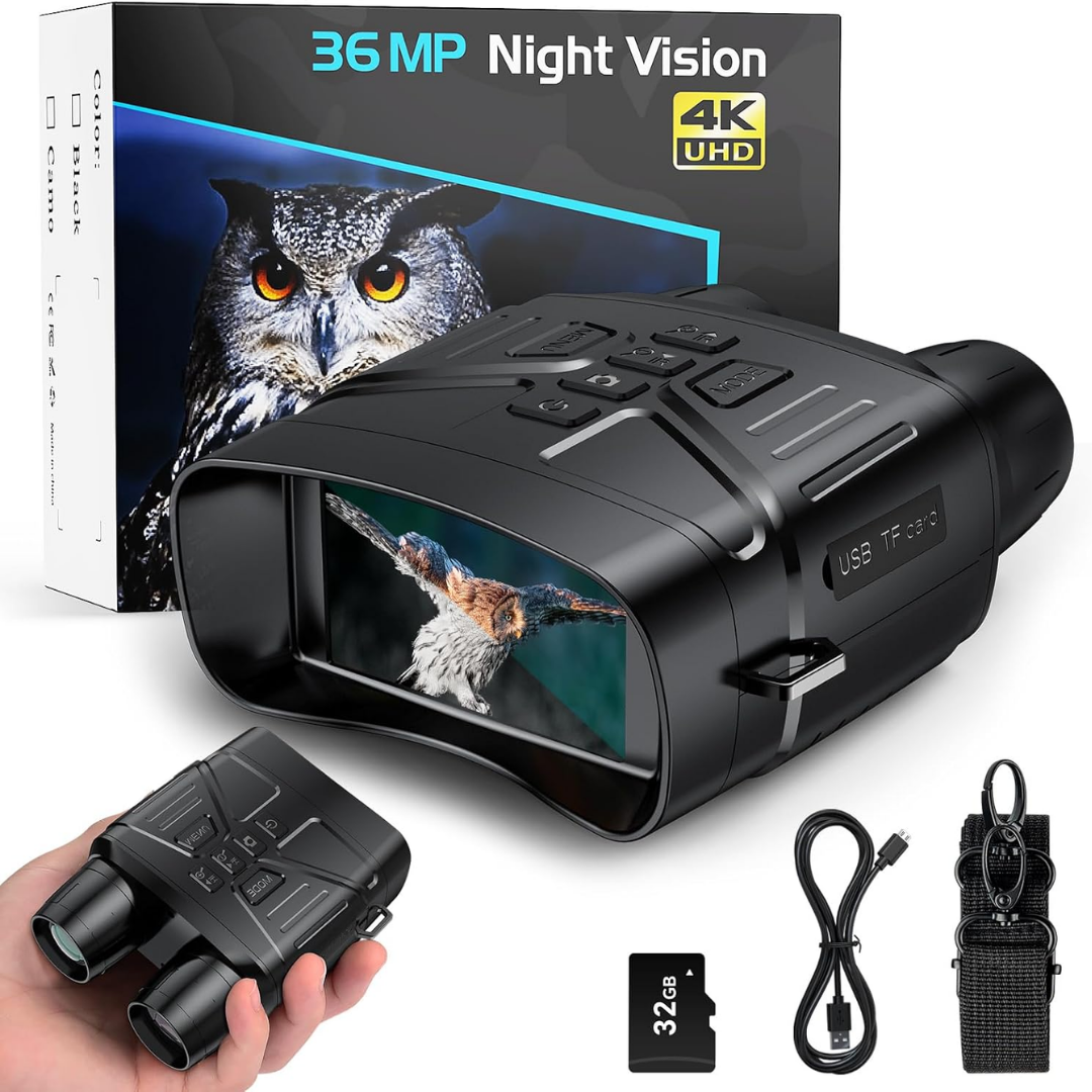 Night Vision Goggles - 4K Clear Night Vision, 32GB TF Card, Black