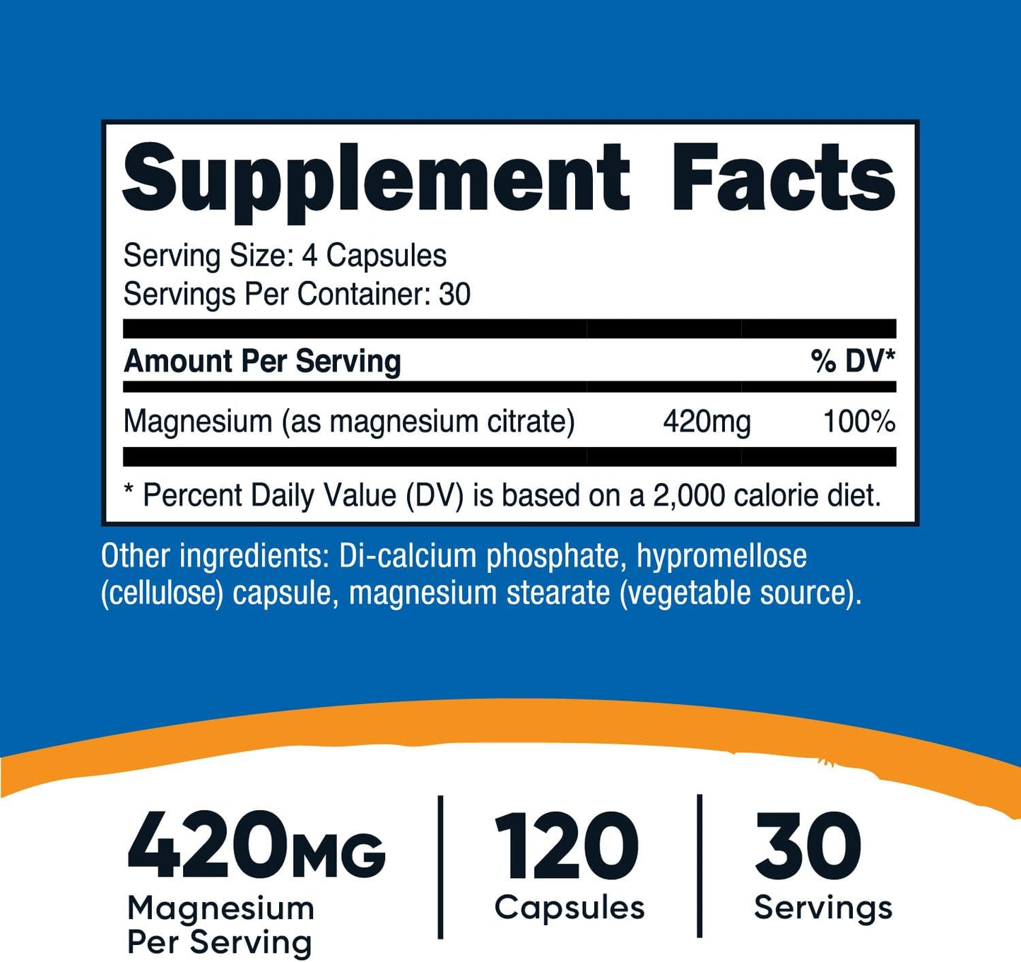 Nutricost Magnesium Citrate 420mg Supplement 120 Capsules