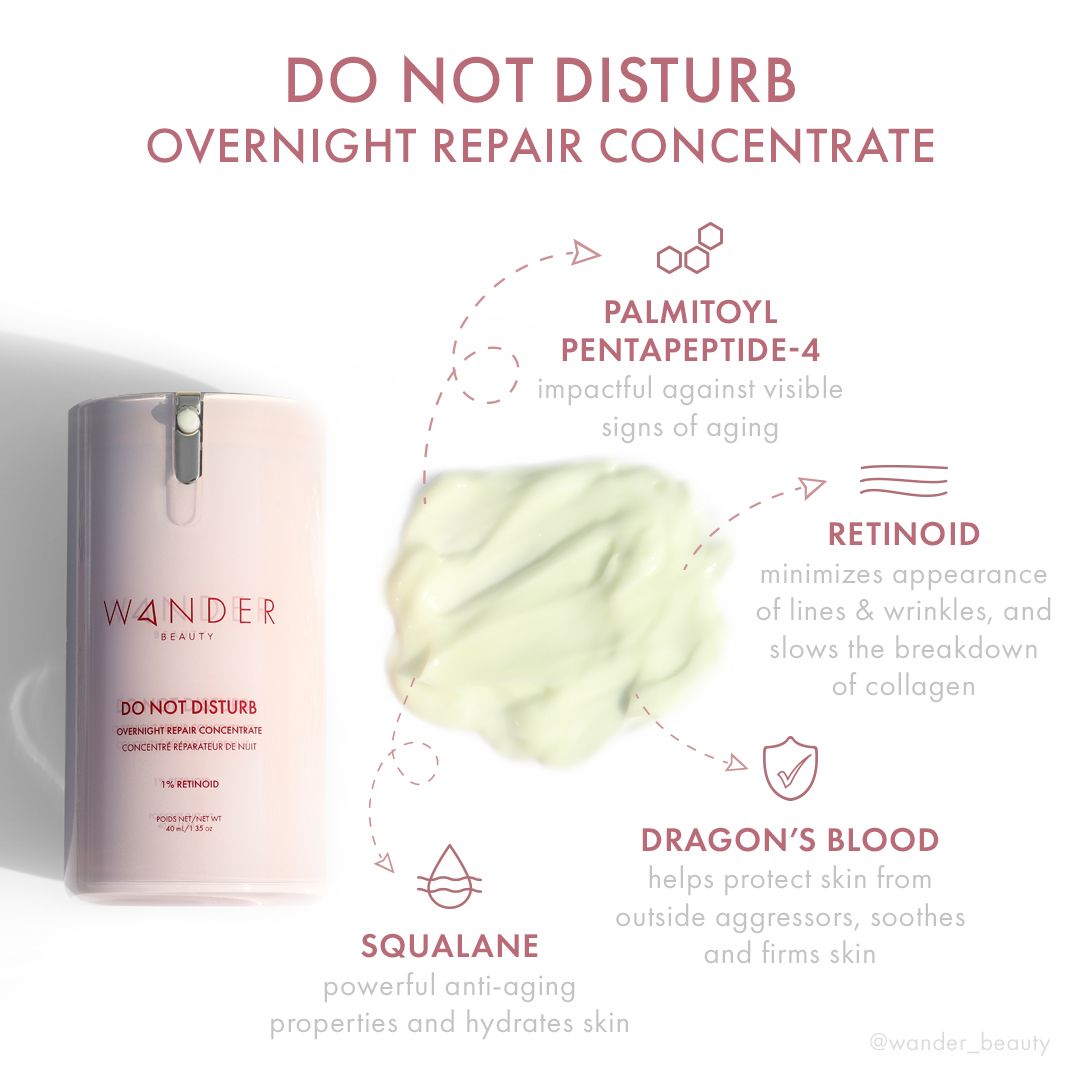 Wander Beauty Do Not Disturb Overnight Repair Concentrate with 1% Retinoid, 1.35 oz. / 40ml