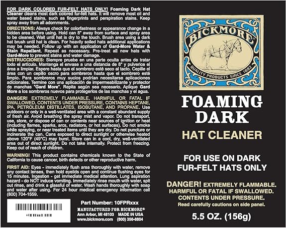 Bickmore Foaming Dark Hat Cleaner 5.5 oz / 156g