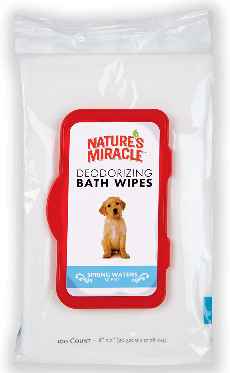 Nature's Miracle Deodorizing Bath Wipes for Dogs, 100 Count, Spring Waters