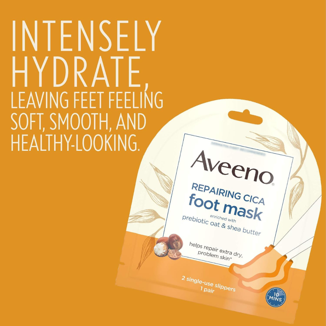 Aveeno Repairing Cica Foot Mask 2 Single-Use Slippers, 1 Pair
