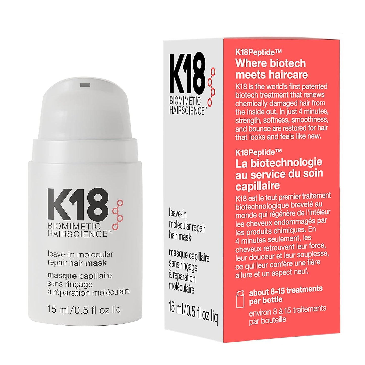K18 Biomimetic HairScience Leave-In Molecular Hair Mask 15ml / 0.5 fl oz