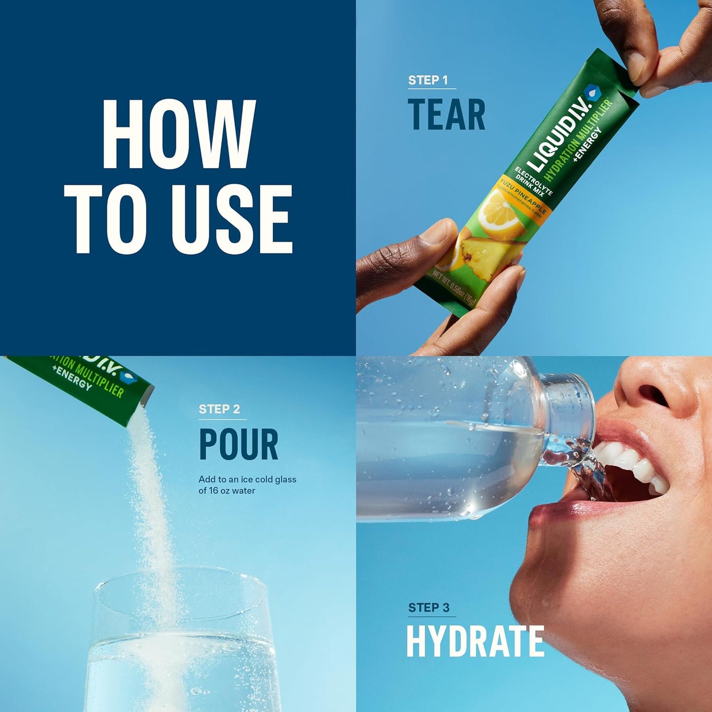 Liquid IV Hydration Multiplier + Energy Electrolyte Drink Mix 14 Stick