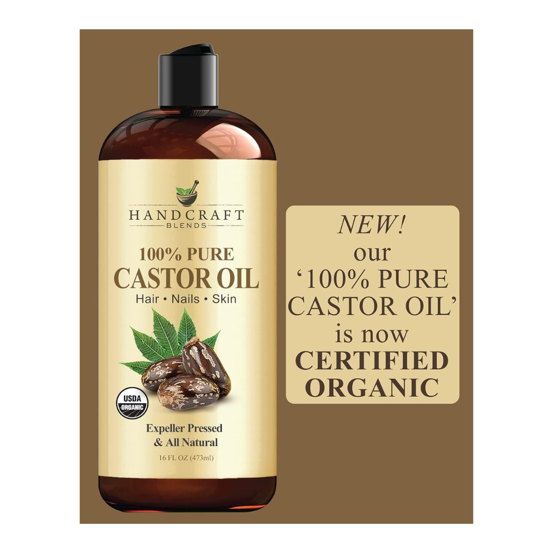 Handcraft Blends Organic Castor Oil USDA Organic 100% Pure & Natural 16 fl. oz. (473mL)