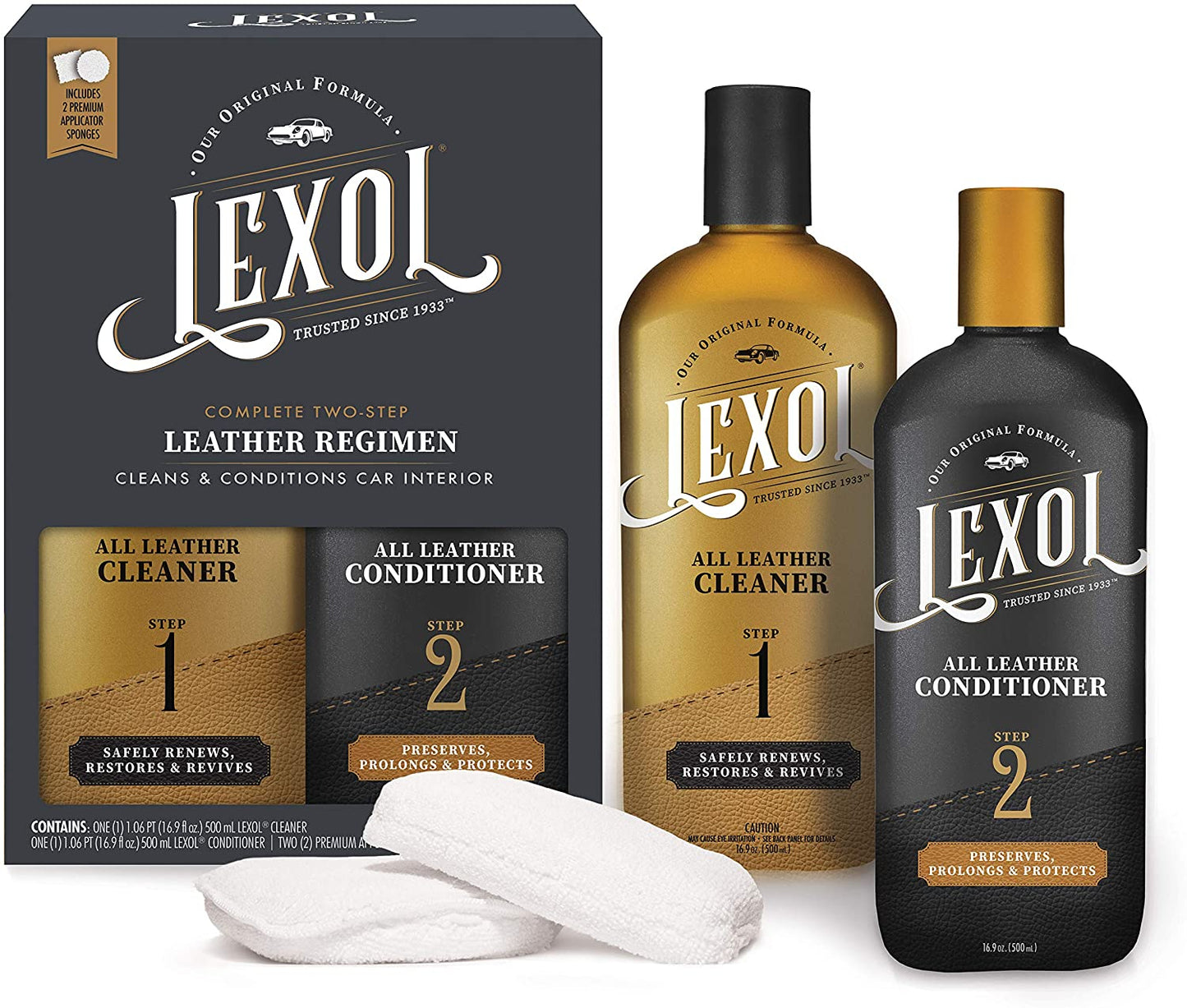 Lexol Complete Two-Step Leather Regimen Care Kit, Conditioner & Cleaner, 500 ml (NO BOX)