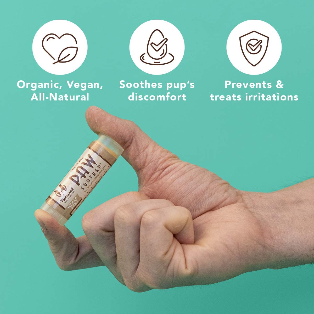 Natural Dog Company Organic Paw Soother Trial Stick, Heals Dry, Cracked Dog Paw Pads,  0.15 oz.