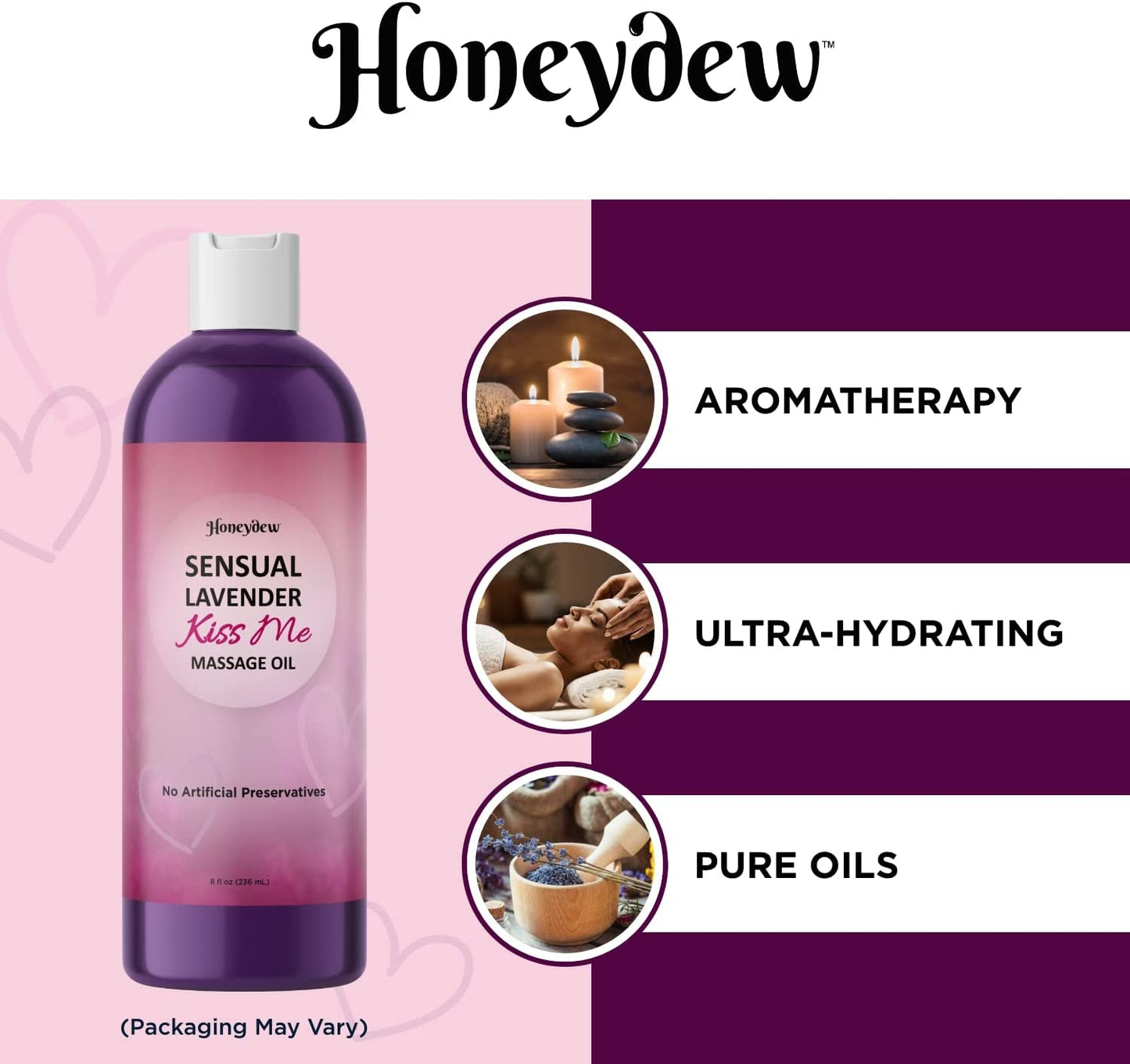 Honey Dew Sensual Lavander Kiss Me Massage Oil No Artificial Preservatives 236ml