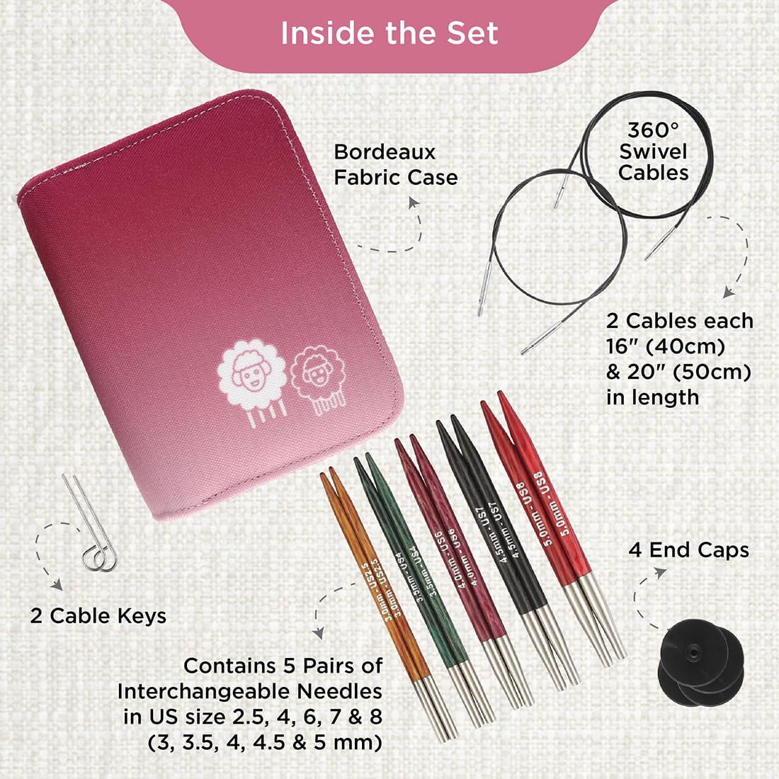 KnitPro Dreamz Starter Special Interchangeable Needle Set, 10 cm - (200636)