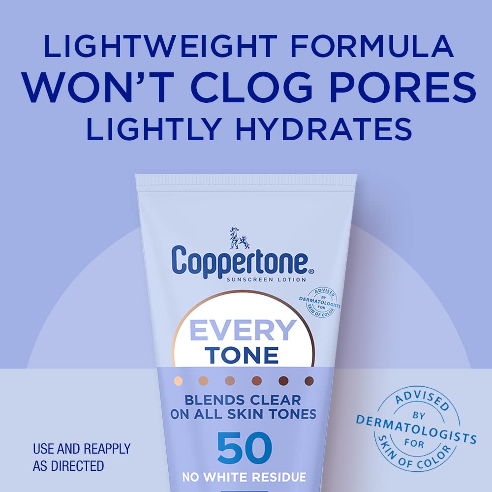 Coppertone Every Tone Sunscreen Lotion SPF 50  for All Skin Tones, 207 ml /  7 fl. oz
